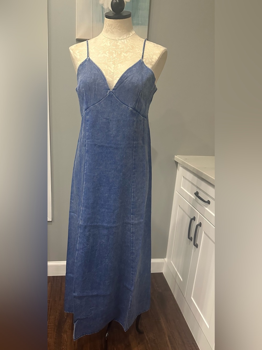 Zenana Tencel Mineral Washed Maxi Dress In Classic Blue - Picture 4 of 7